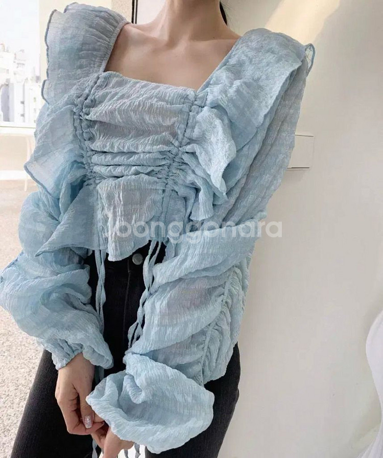 광주별 자체제작 링클 스퀘어 셔링 블라우스--0