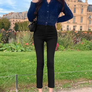 세컨드세컨 매일입는 일자 슬림핏 블랙 데님 스키니진 일