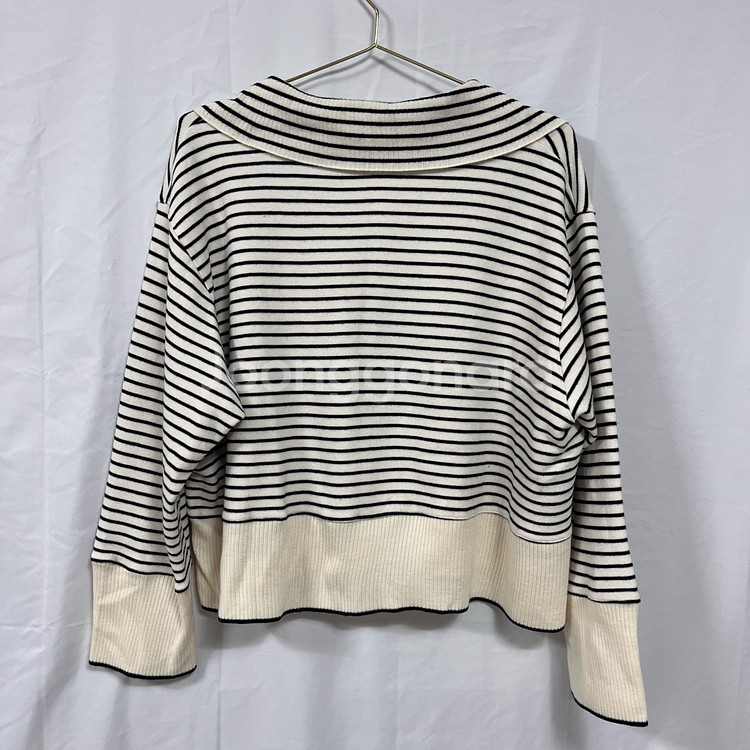 [한섬] SJSJ 울 혼방 세일러 카라 스트라이프 니트--2