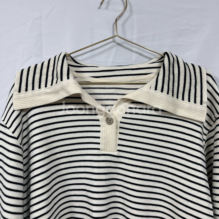 [한섬] SJSJ 울 혼방 세일러 카라 스트라이프 니트--3