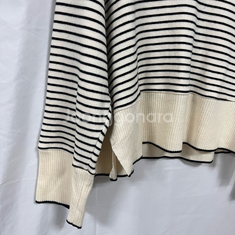 [한섬] SJSJ 울 혼방 세일러 카라 스트라이프 니트--4