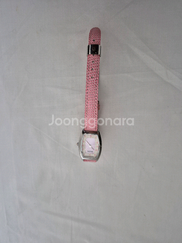 브로바 빈티지 핑크 가죽시계--1