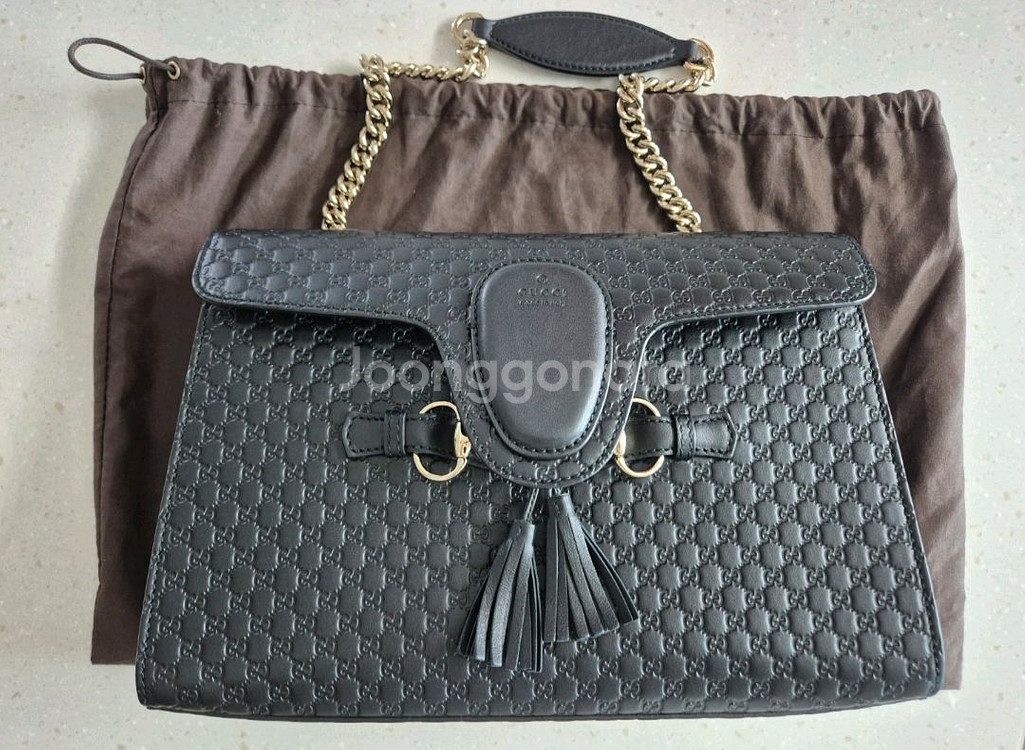 구찌 GG 마이크로시마 에밀리 체인 숄더백 라지--0