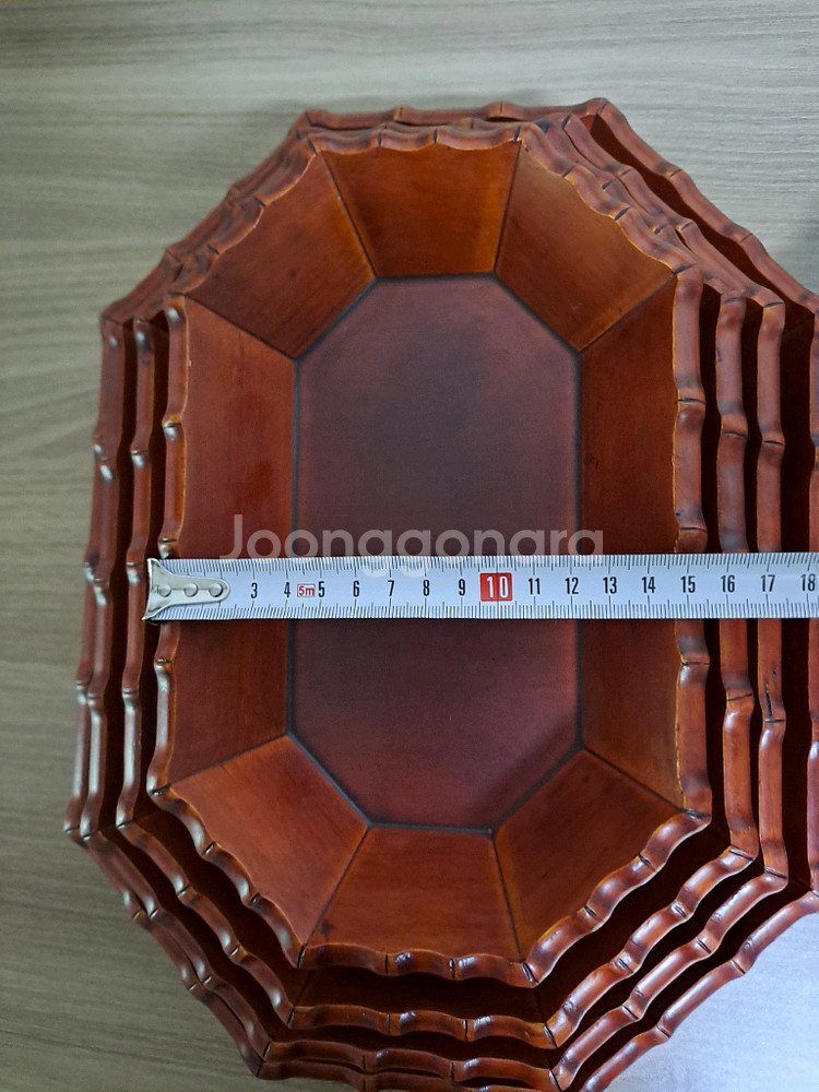 단풍잎표 팔각 나무 쟁반 (행자 칠기) 5P 세트--3