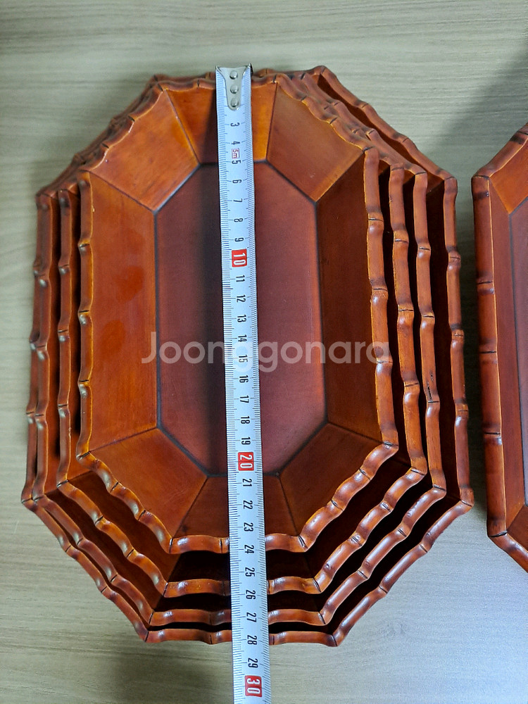 단풍잎표 팔각 나무 쟁반 (행자 칠기) 5P 세트--4