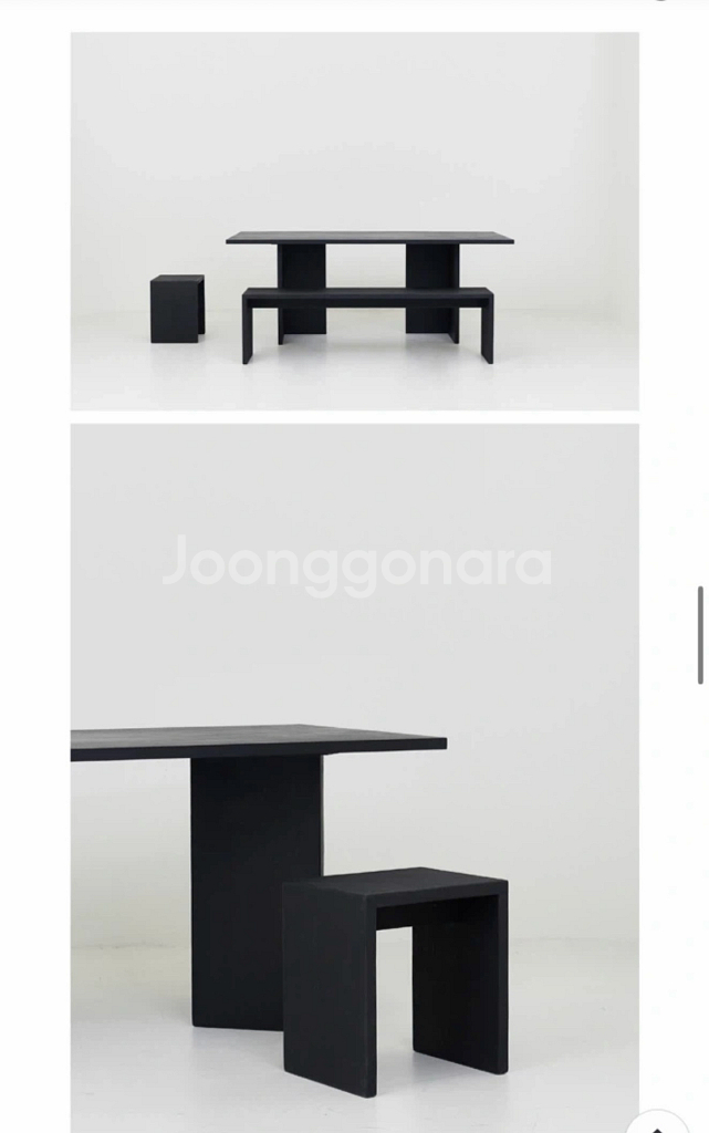 블랙 샌드스톤 포세린 테이블 사각 식탁+벤치+스툴2개--1