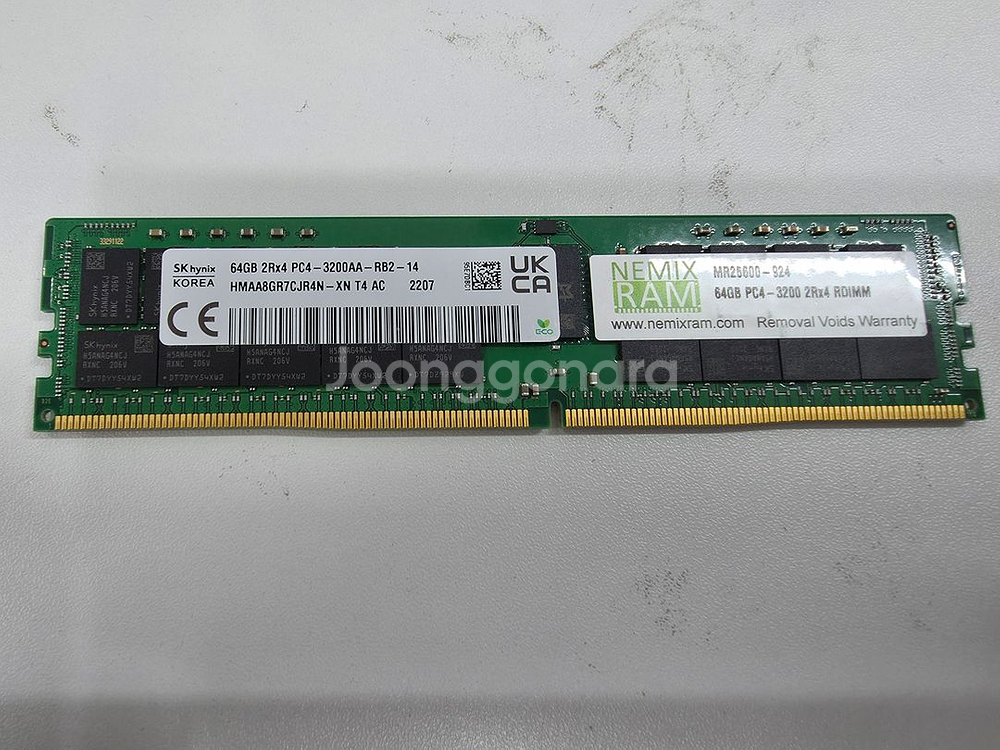 512GB 서버용 RDIMM DDR4 3200MHz 메모리 팝니다. (하이닉스 64MB x 8 = 512GB) | 중고나라 ...