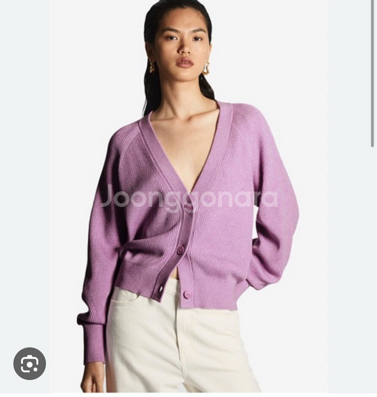 코스 리브드 니트 가디건--0