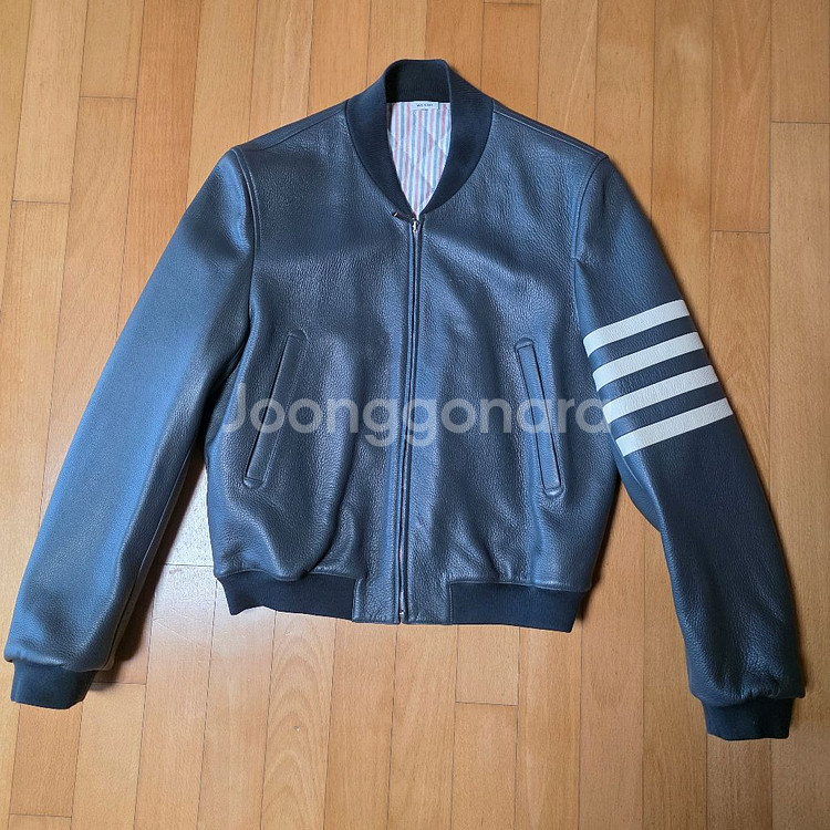 톰브라운 가죽 봄버 자켓--0