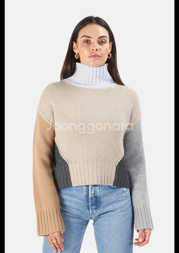 나담 울 캐시미어 배색 터틀넥--0