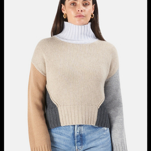 나담 울 캐시미어 배색 터틀넥