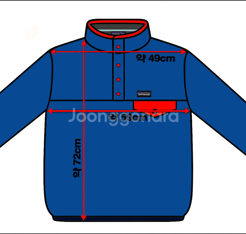 파타고니아 신칠라 스냅티 풀오버 블루 레드트림 M사이즈--8