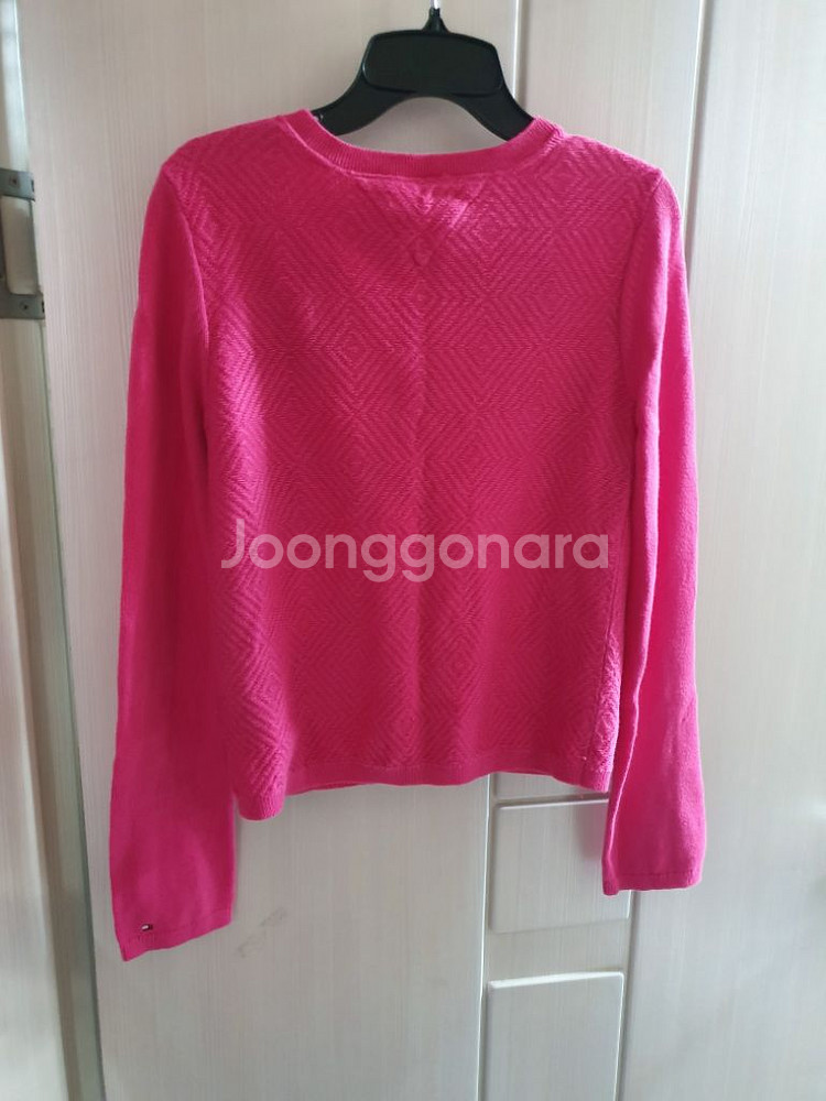 타미힐피거 가디건 L 12-14 진핑크 라운드 면 니트--4