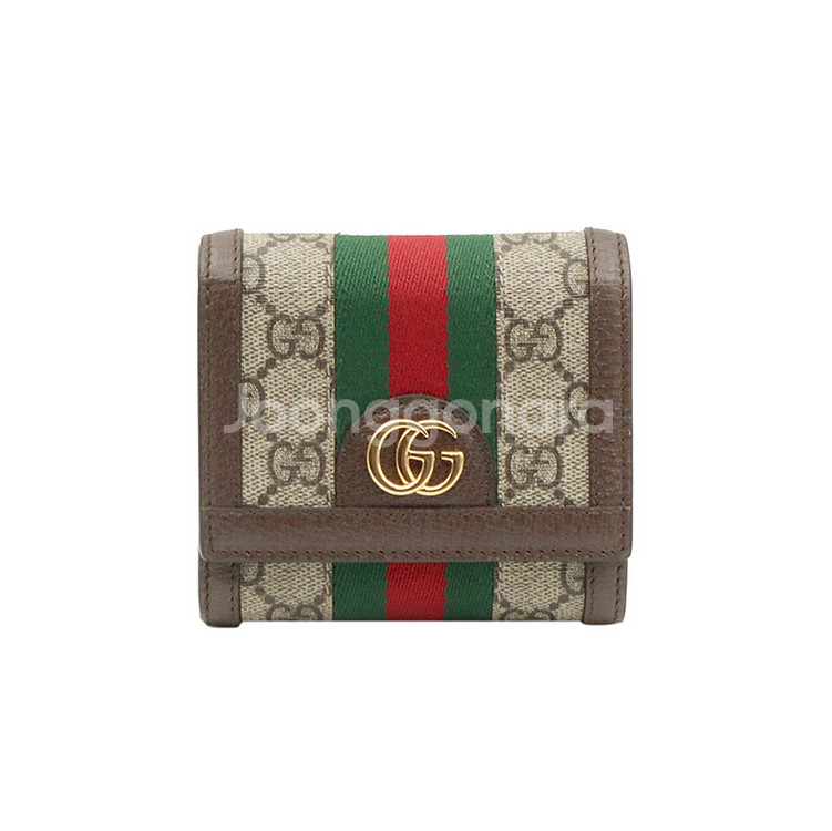 구찌 GG 수프림 캔버스 금장 오피디아 카드 케이스 반지갑 / 598662--4