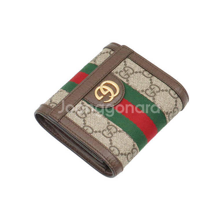 구찌 GG 수프림 캔버스 금장 오피디아 카드 케이스 반지갑 / 598662--1