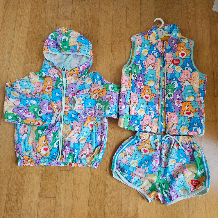 베베드피노 130 케어베어 패딩 베스트 바람막이 반바지 세트--0