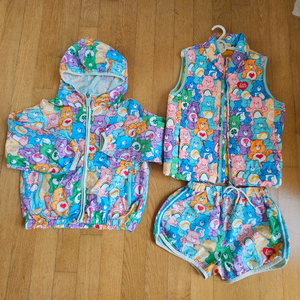 베베드피노 130 케어베어 패딩 베스트 바람막이 반바지 세트