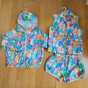 베베드피노 130 케어베어 패딩 베스트 바람막이 반바지 세트