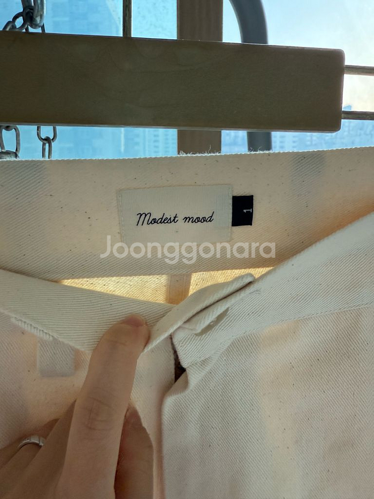 Modest mood 모데스트무드 아이보리 데님 팬츠 크림 바지 아비에무아--3