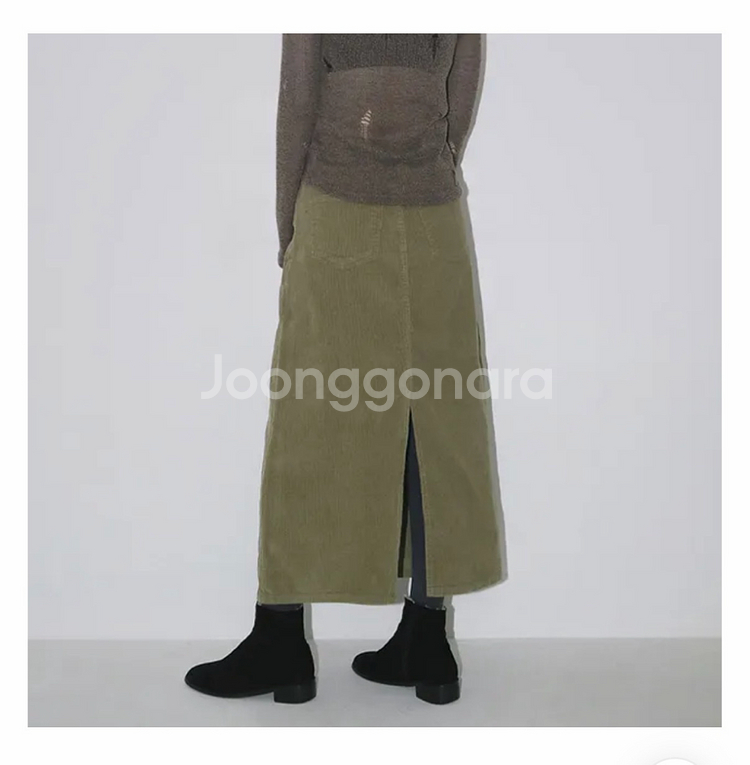 코듀로이 뒷밴딩 블랙 롱스커트/골덴 치마(택포1.3)--4