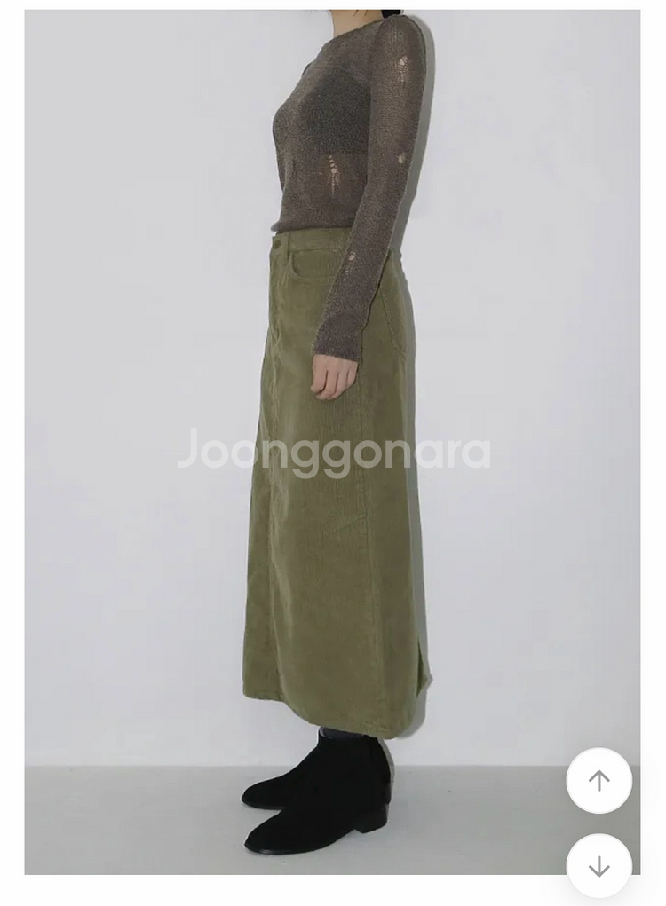 코듀로이 뒷밴딩 블랙 롱스커트/골덴 치마(택포1.3)--5