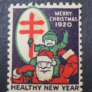 (미국우표)1920년 미국 크리스마스씰 우표(산타와 아이)Healthy New Year