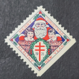 (미국우표)1921년 미국 크리스마스씰 우표(산타와 아이)Healthy New Year