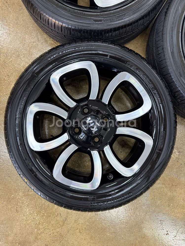 모닝,레이 장착 15인치 순정휠타이어 팝니다--1