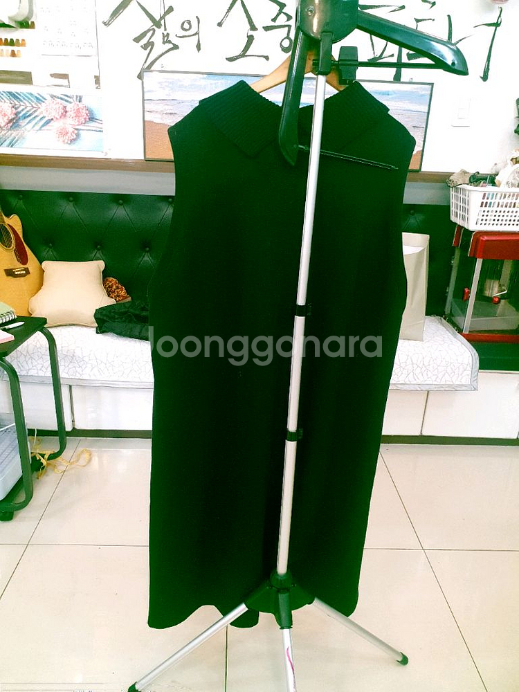 체크 패턴 니트 원피스--4