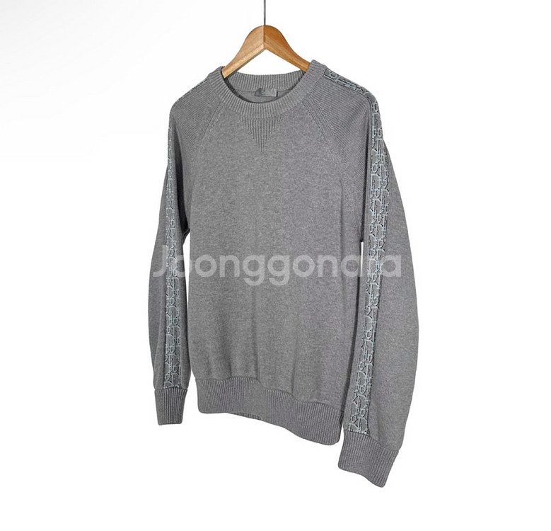 [S] Dior 디올 남성 오블리크 자카드 인서트 사이드라인 니트 그레이--1