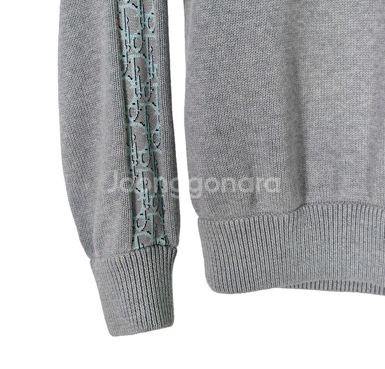 [S] Dior 디올 남성 오블리크 자카드 인서트 사이드라인 니트 그레이--4
