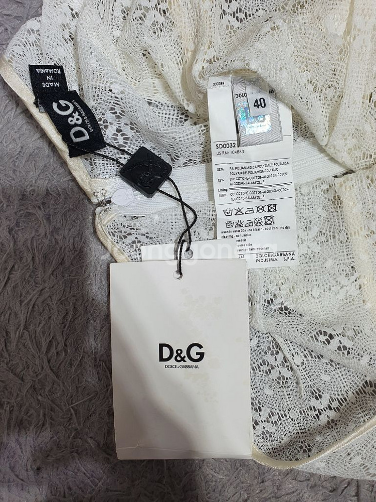 택부착 돌체앤가바나 정품 스립세트 레이스 원피스55미른--1