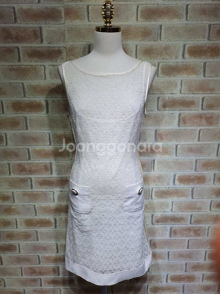 택부착 돌체앤가바나 정품 스립세트 레이스 원피스55미른--3