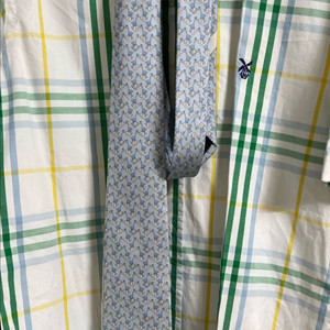 페라가모 코끼리 기린 프린트 실크 넥타이