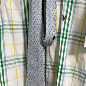 페라가모 코끼리 기린 프린트 실크 넥타이