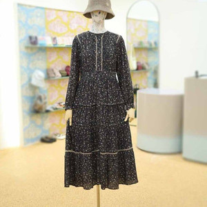 써스데이아일랜드배색원피스 브라운 s