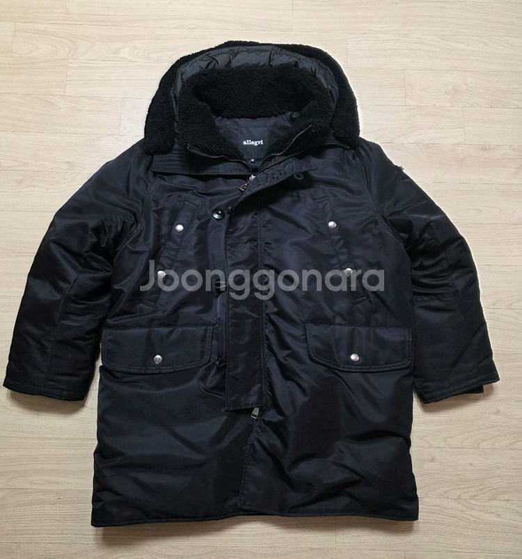 알레그리 n3b 천연 양털 야상 패딩 점퍼 48 100-105 블랙 정가 160만원--1