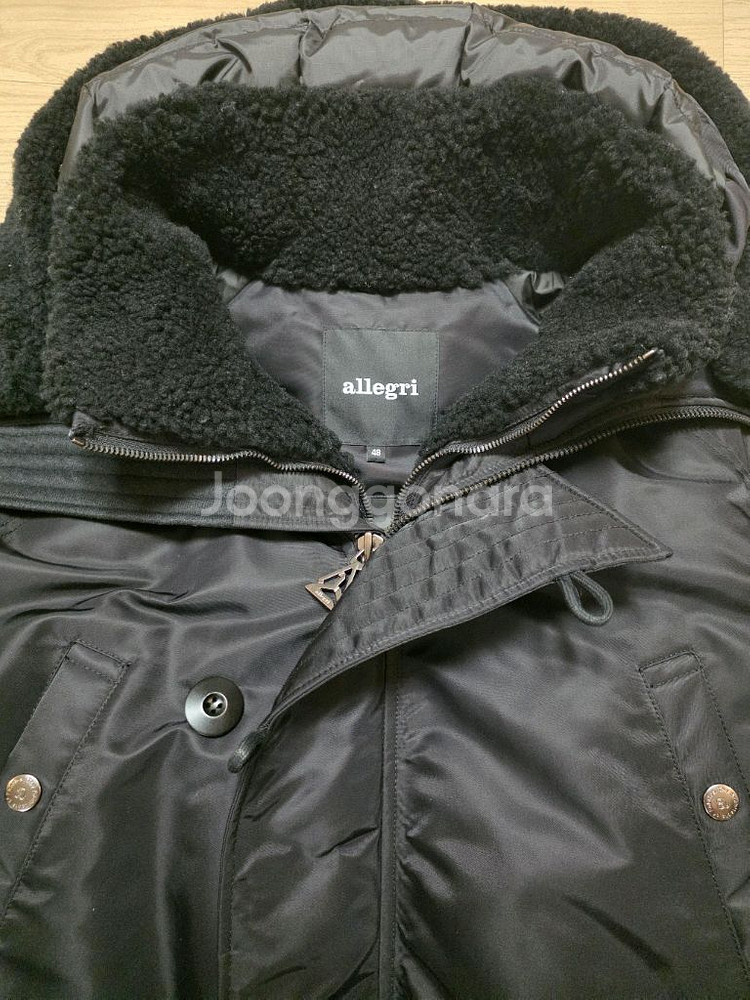 알레그리 n3b 천연 양털 야상 패딩 점퍼 48 100-105 블랙 정가 160만원--4