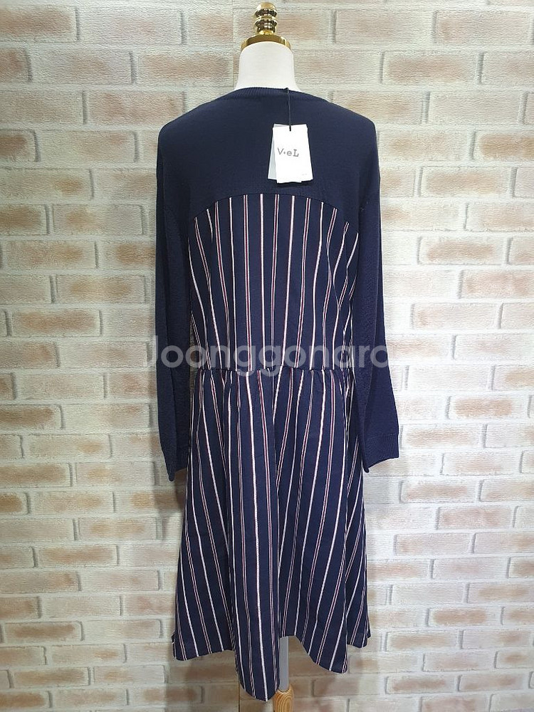 택부착 새상품 보브 정품 스트라이프 울 니트 원피스66--1