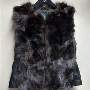 크로커다일 여성 폭스 퍼 가죽 조끼