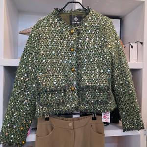 미친세일 수입 스팽글자수 트위드 자켓