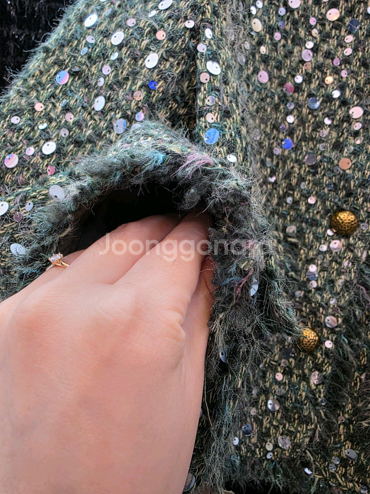 미친세일 수입 스팽글자수 트위드 자켓--2