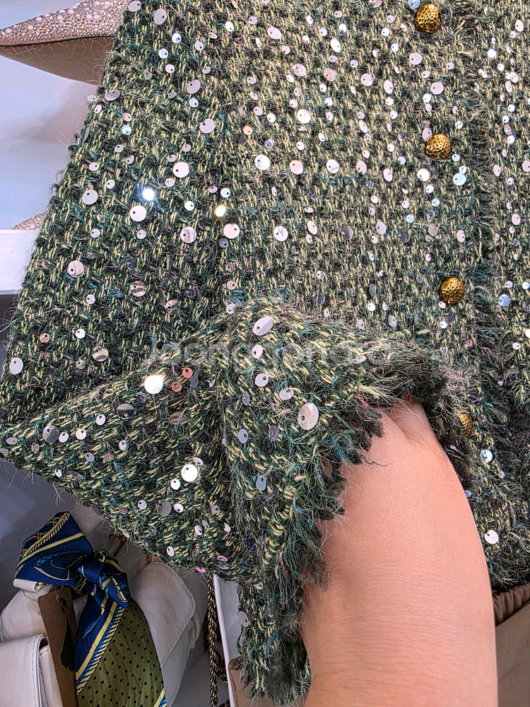 미친세일 수입 스팽글자수 트위드 자켓--5