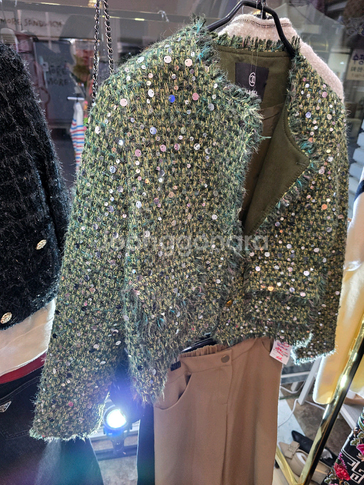 미친세일 수입 스팽글자수 트위드 자켓--8