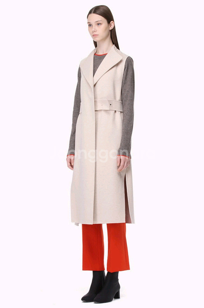 (새상품) 타임 밍크퍼 스트랩 캐시미어혼방 롱베스트--0