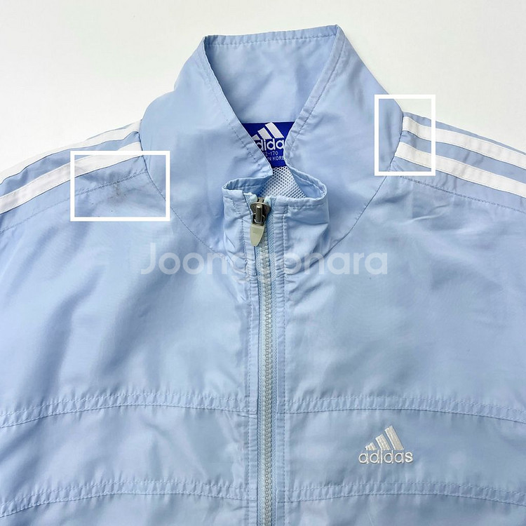 [중고] 아디다스 삼선 바람막이 하늘색--3