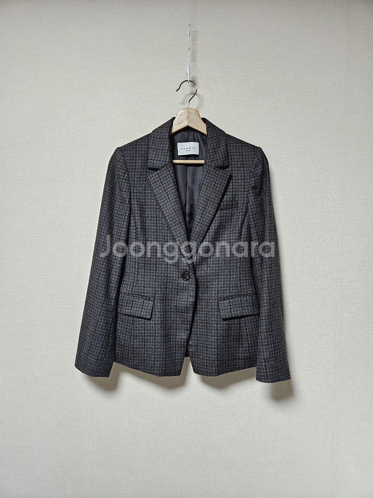 산드로 sandro 체크 모직 자켓 55사이즈--0