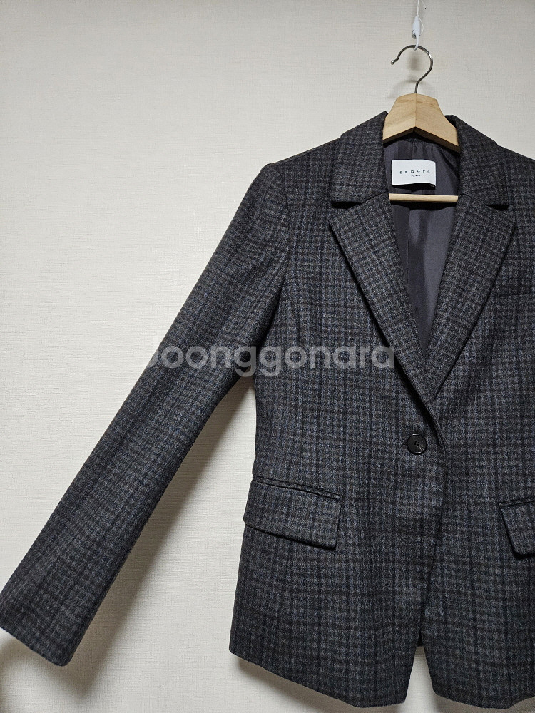 산드로 sandro 체크 모직 자켓 55사이즈--5