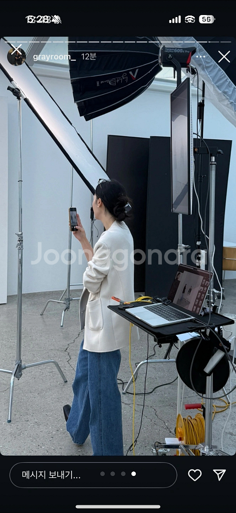 그레이룸 트위드 벨티드 자켓--1