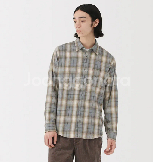 무인양품 플란넬 체크 셔츠 M (무라리)--1